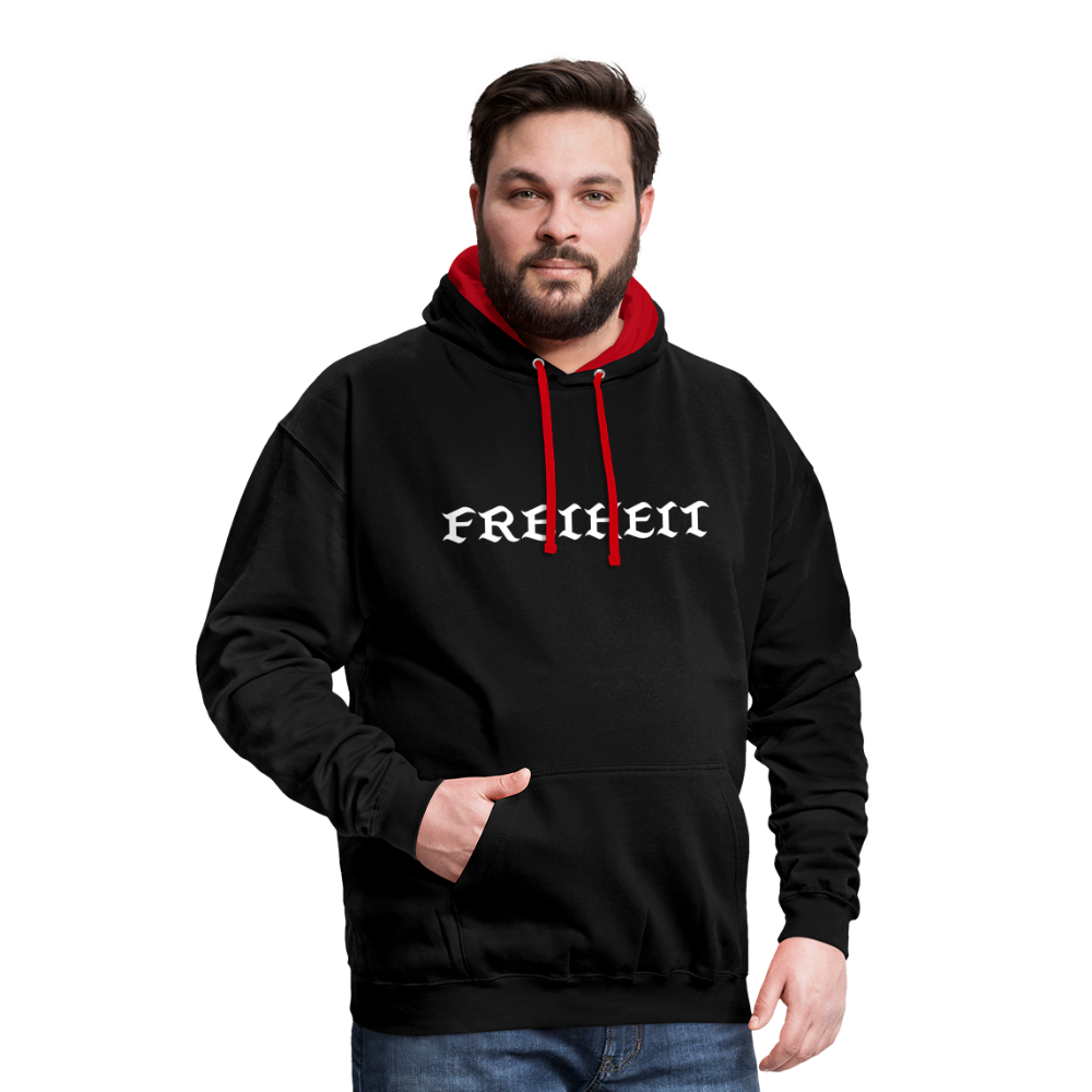 Kontrast Hoodie - Freiheit - black/red