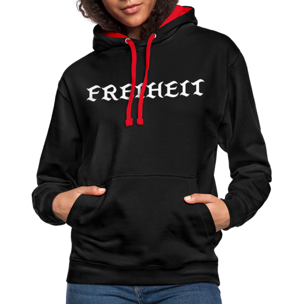 Kontrast Hoodie - Freiheit - black/red