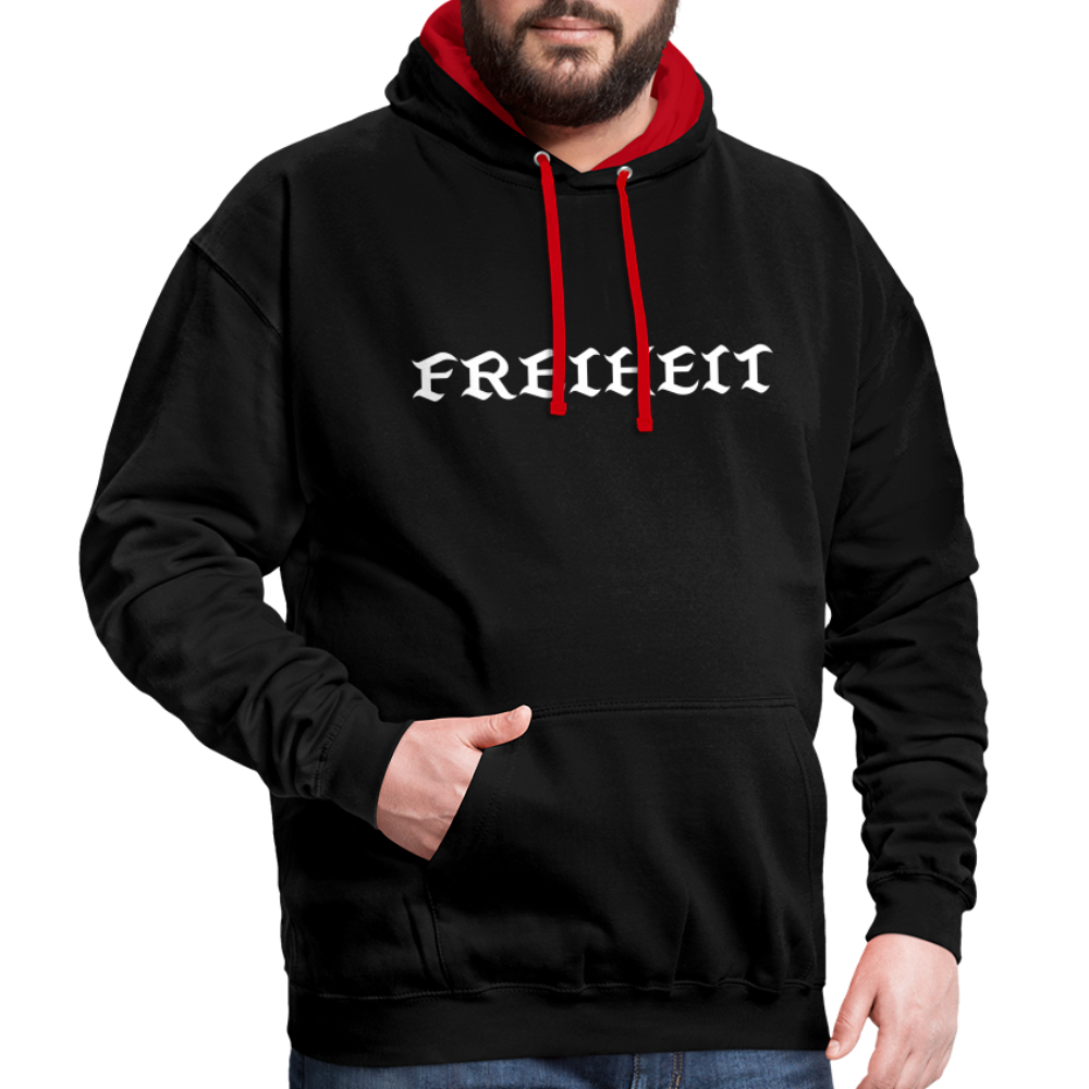 Kontrast Hoodie - Freiheit - black/red