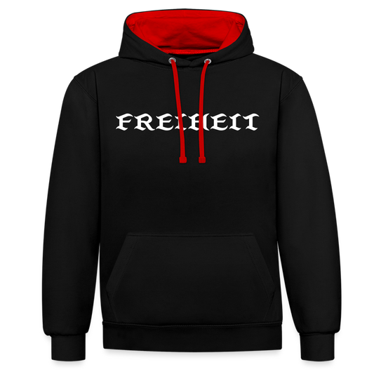 Kontrast Hoodie - Freiheit - black/red