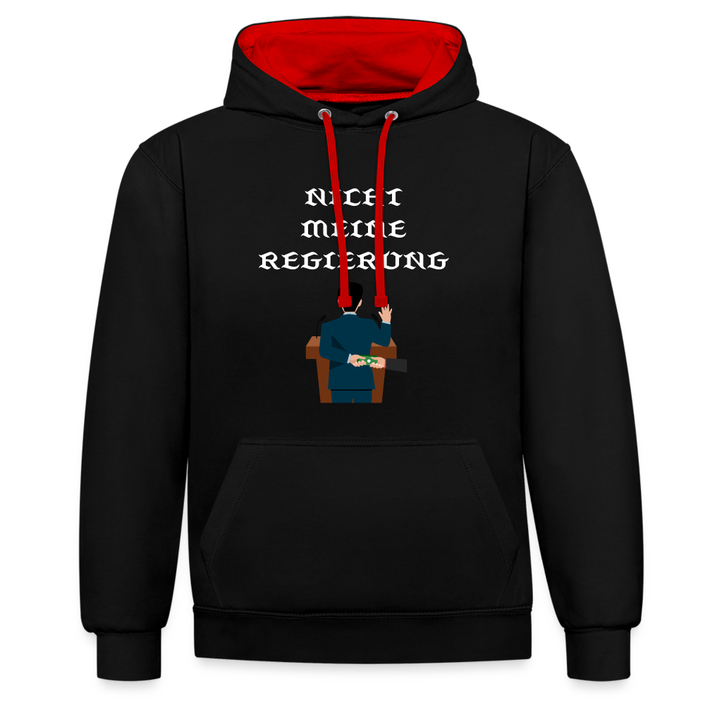 Kontrast Hoodie - Nicht meine Regierung - black/red