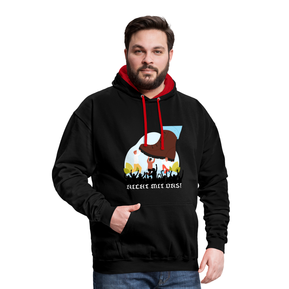 Kontrast Hoodie - Nicht mit uns! - black/red