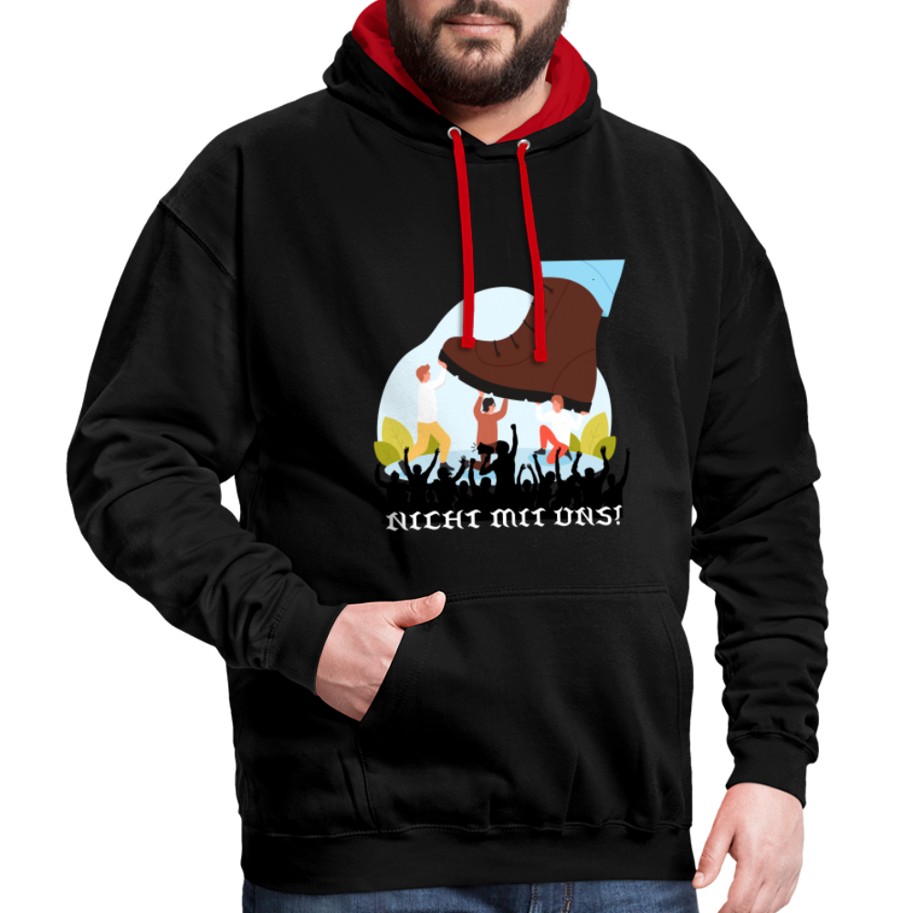 Kontrast Hoodie - Nicht mit uns! - black/red