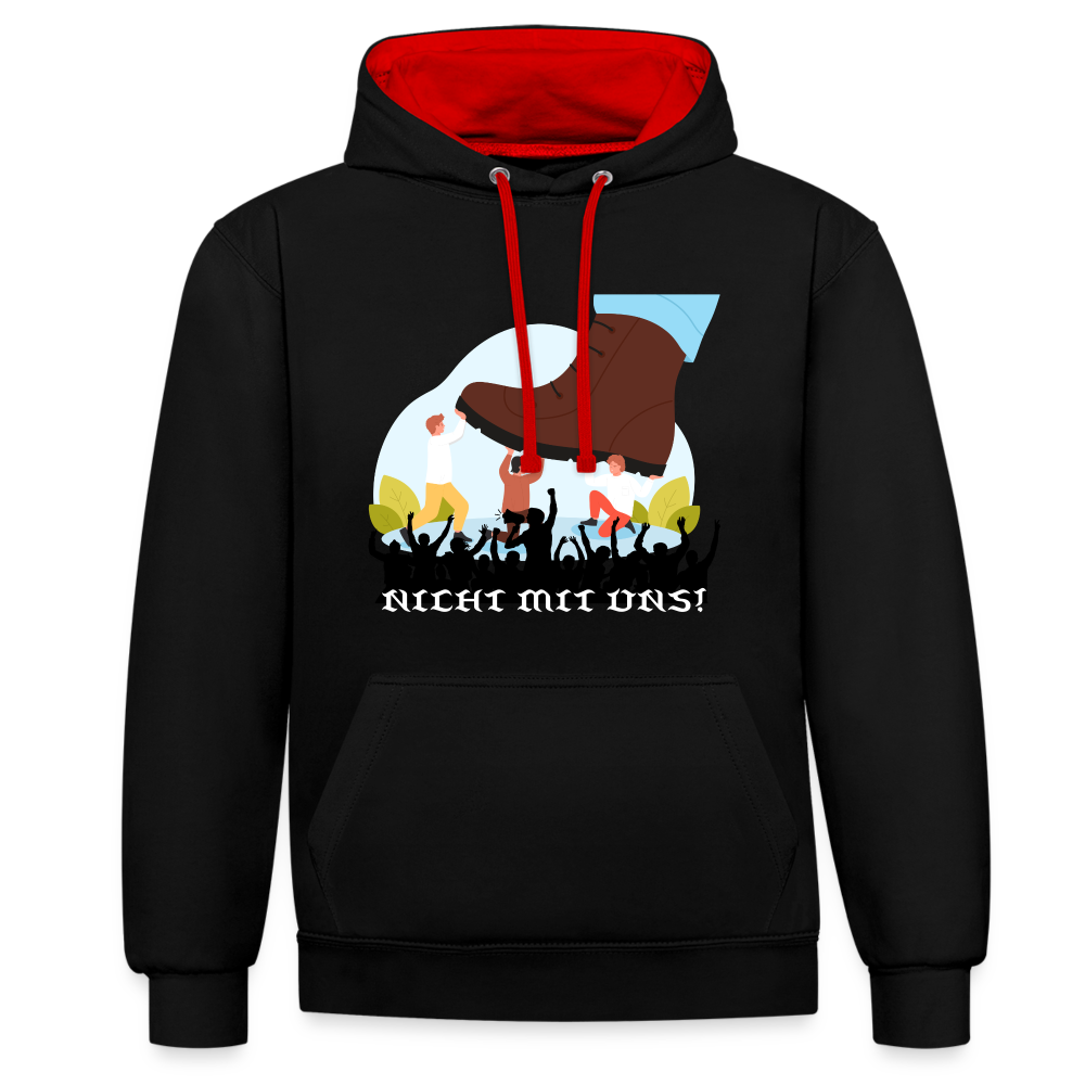 Kontrast Hoodie - Nicht mit uns! - black/red