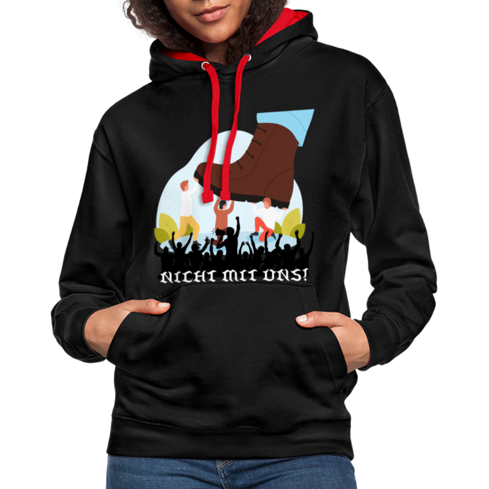 Kontrast Hoodie - Nicht mit uns! - black/red