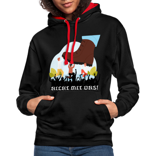 Kontrast Hoodie - Nicht mit uns! - black/red