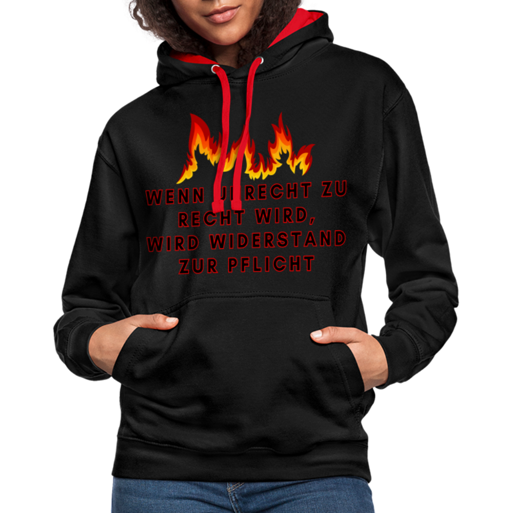 Kontrast Hoodie - Widerstand - black/red