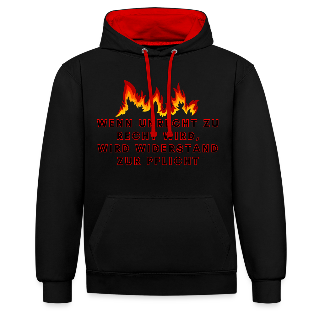 Kontrast Hoodie - Widerstand - black/red