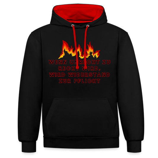 Kontrast Hoodie - Widerstand - black/red