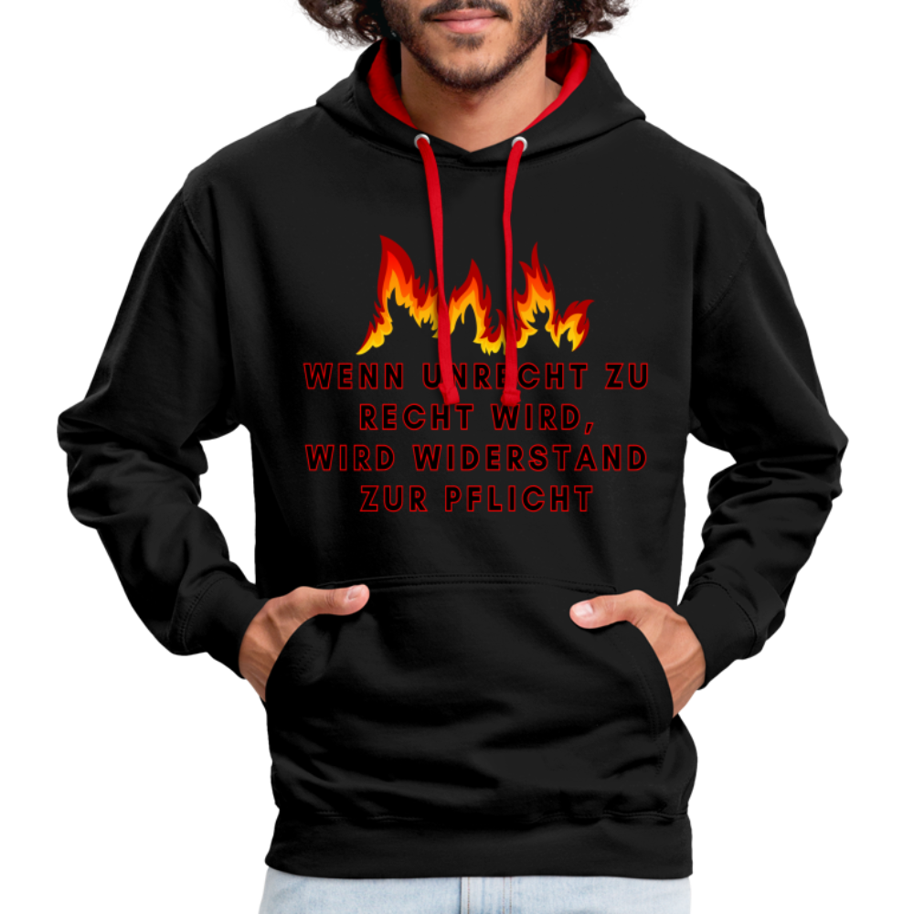 Kontrast Hoodie - Widerstand - black/red