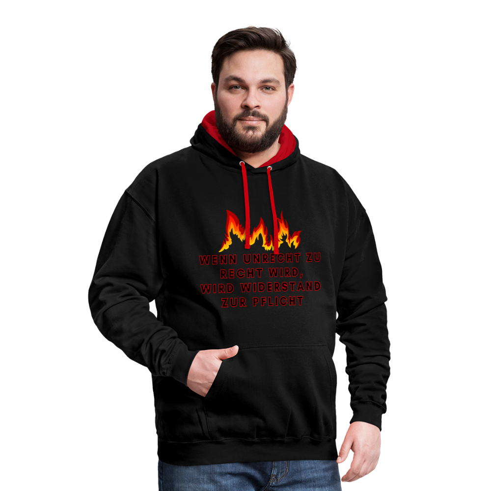 Kontrast Hoodie - Widerstand - black/red