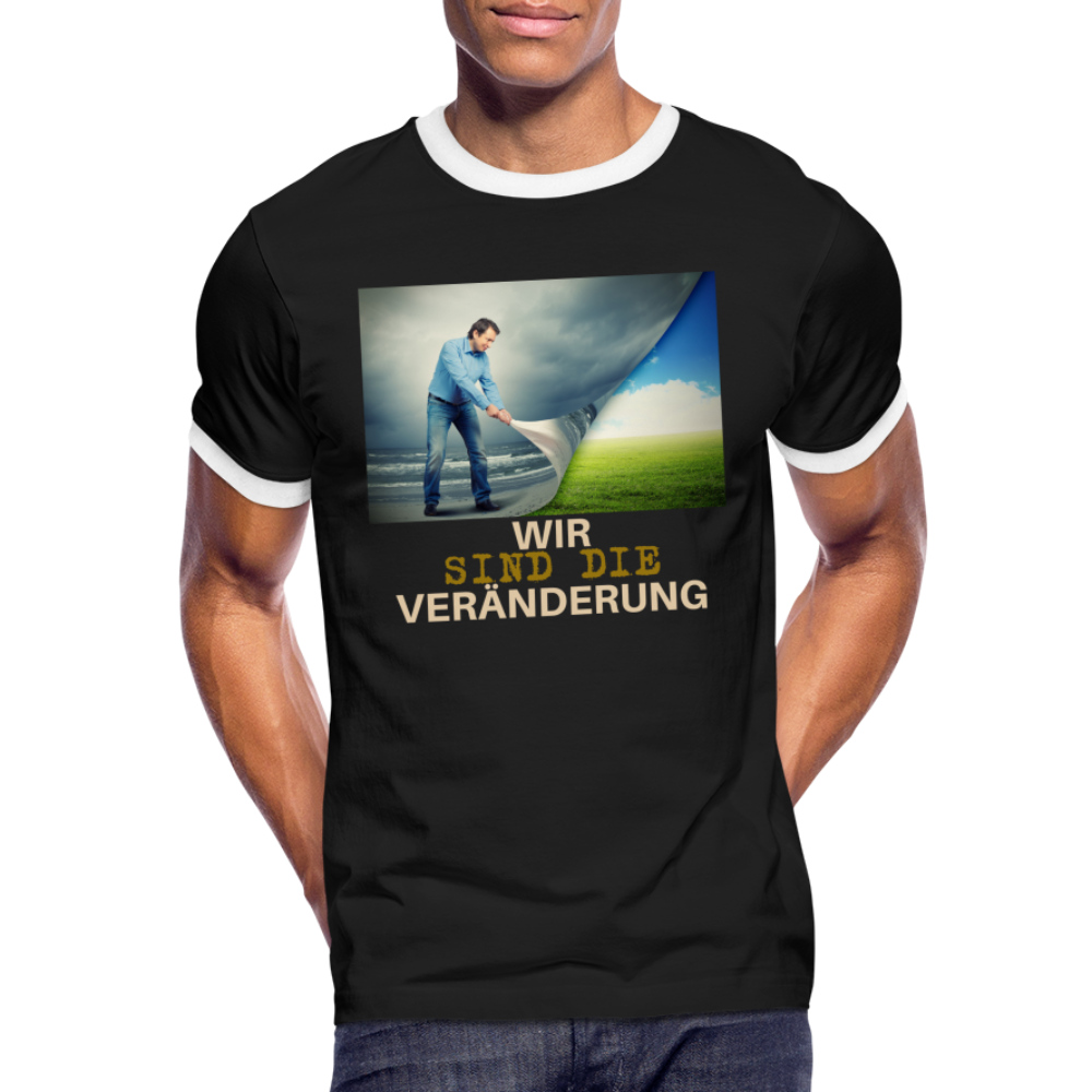 Kontrast-T-Shirt - Wir sind die Veränderung - Schwarz/Weiß