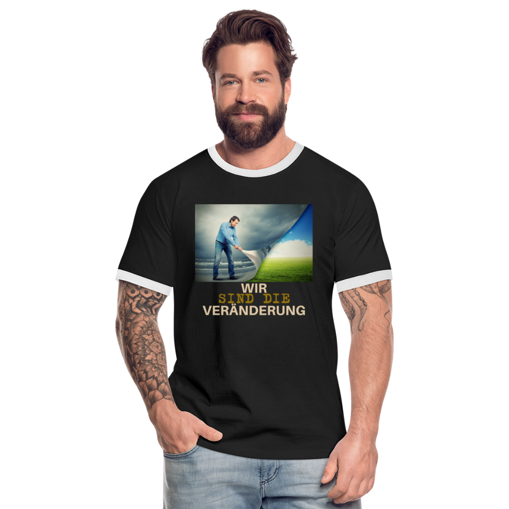 Kontrast-T-Shirt - Wir sind die Veränderung - Schwarz/Weiß