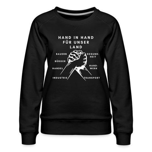 Frauen Premium Pullover - Hand in Hand für unser Land - Schwarz