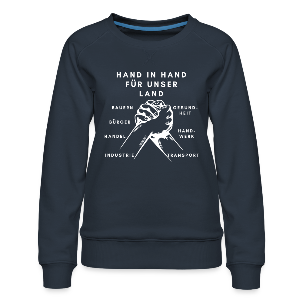 Frauen Premium Pullover - Hand in Hand für unser Land - Navy