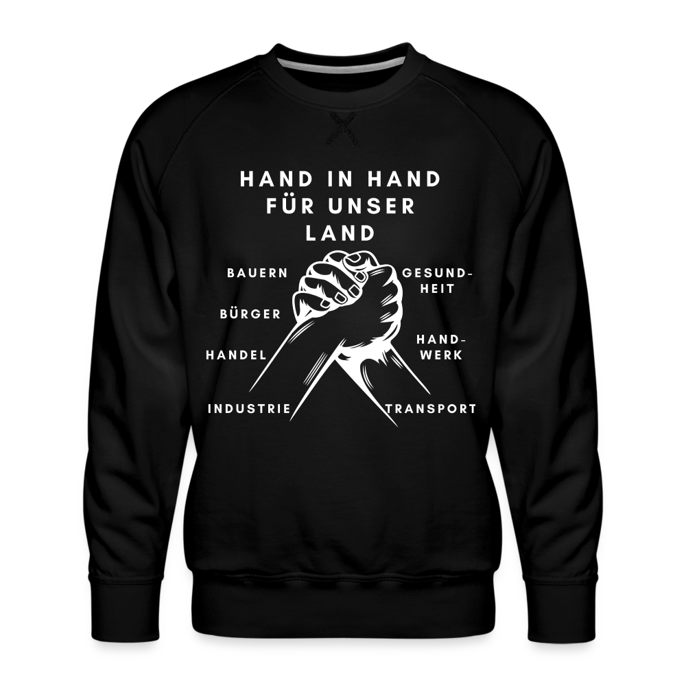 Männer Premium Pullover - Hand in Hand für unser Land - Schwarz