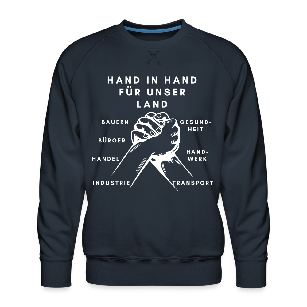 Männer Premium Pullover - Hand in Hand für unser Land - Navy