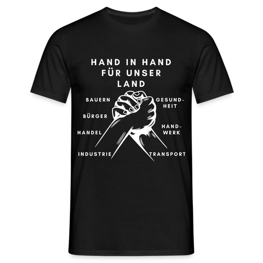 Männer T-Shirt - Hand in Hand für unser Land - Schwarz