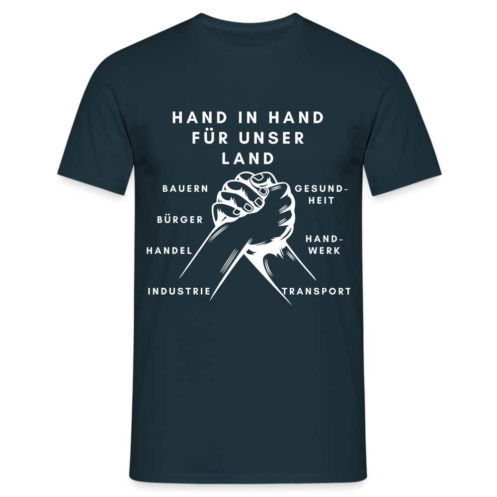 Männer T-Shirt - Hand in Hand für unser Land - Navy