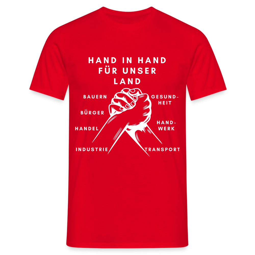 Männer T-Shirt - Hand in Hand für unser Land - Rot