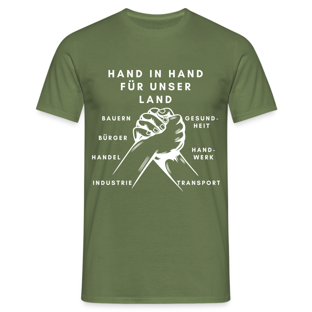 Männer T-Shirt - Hand in Hand für unser Land - Militärgrün