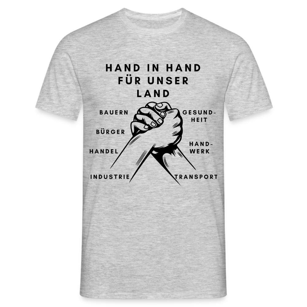 T-Shirt - Hand in Hand für unser Land - Grau meliert