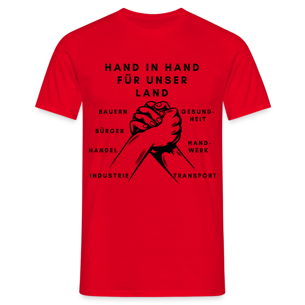 T-Shirt - Hand in Hand für unser Land - Rot