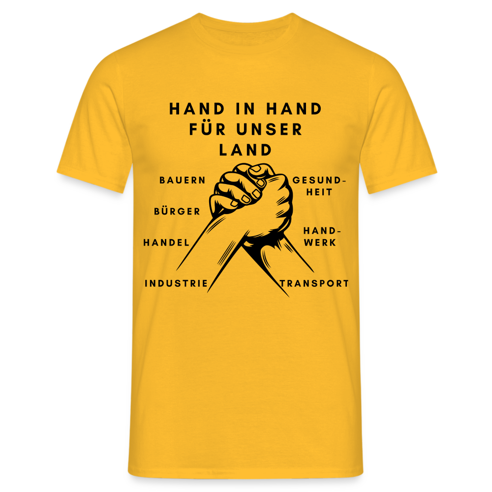 T-Shirt - Hand in Hand für unser Land - Gelb