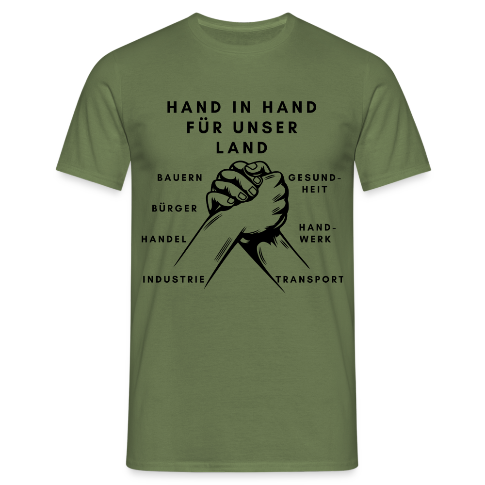 T-Shirt - Hand in Hand für unser Land - Militärgrün