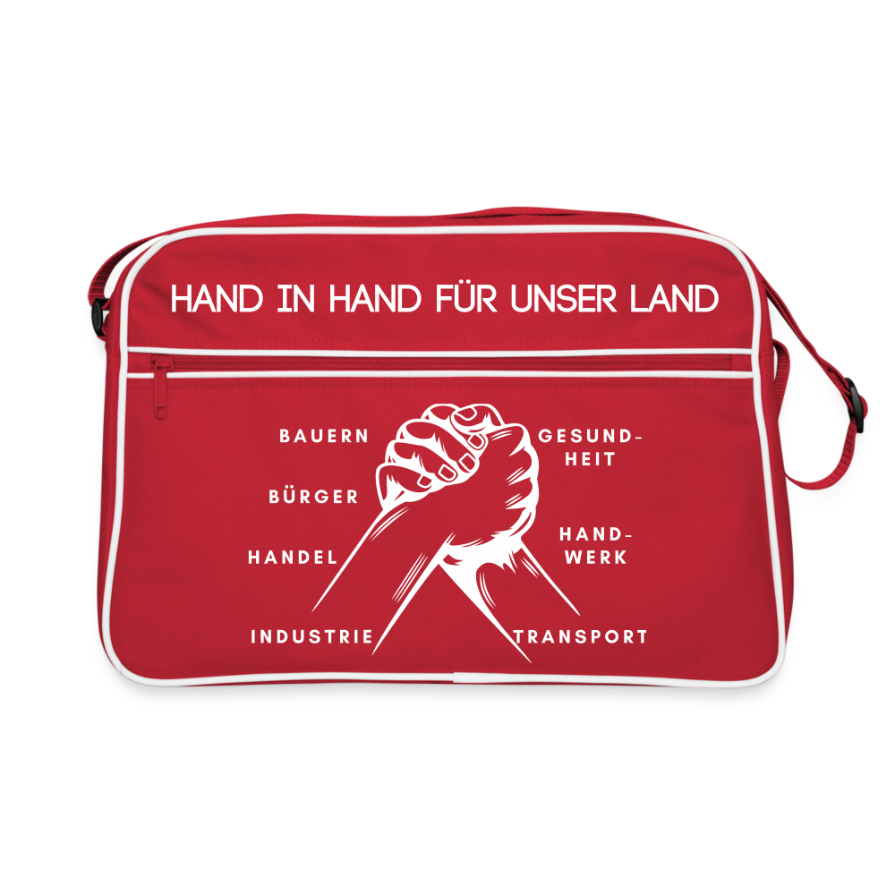 Retro Tasche - Hand in Hand für unser Land - Rot/Weiß