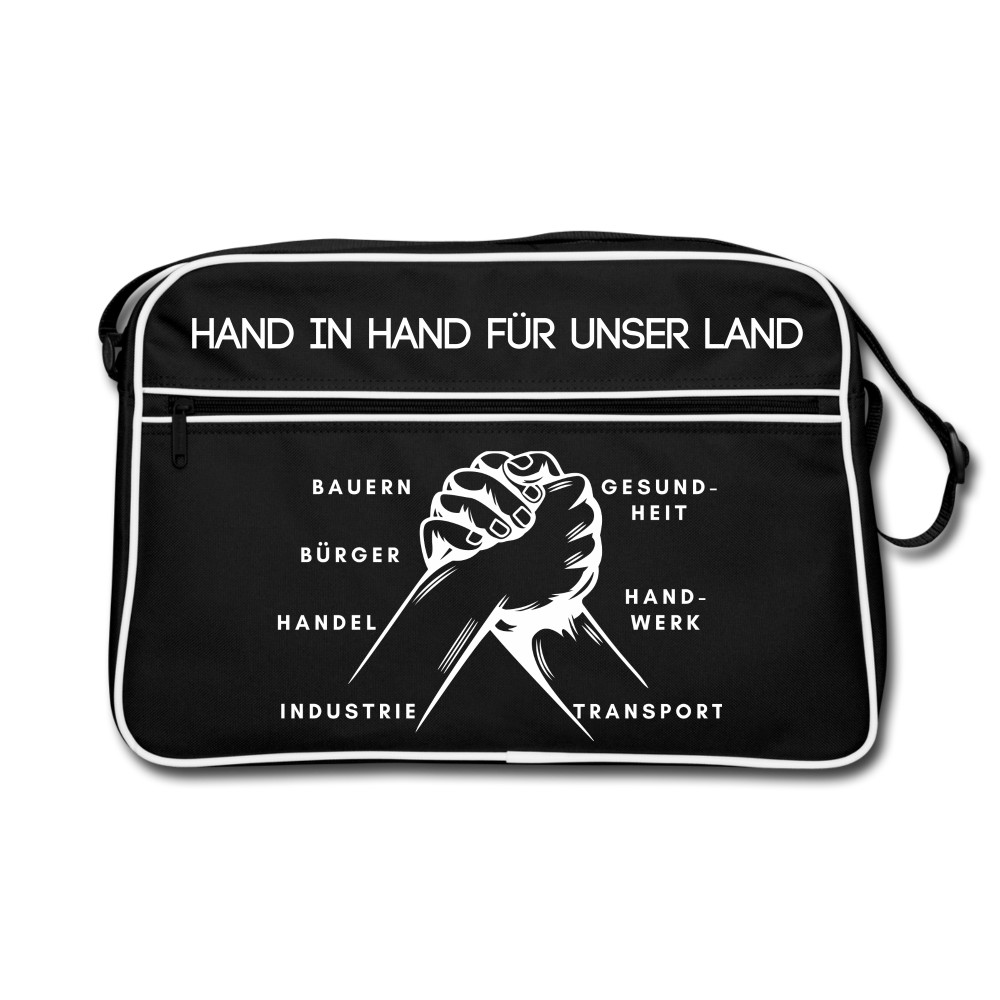 Retro Tasche - Hand in Hand für unser Land - Schwarz/Weiß