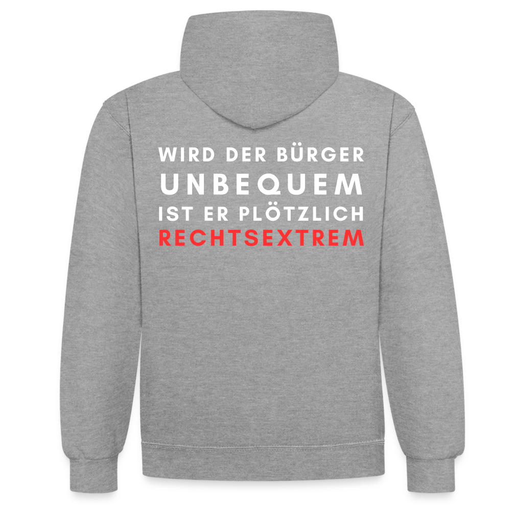 Kontrast-Hoodie - Wird der Bürger unbequem - Grau meliert/Navy