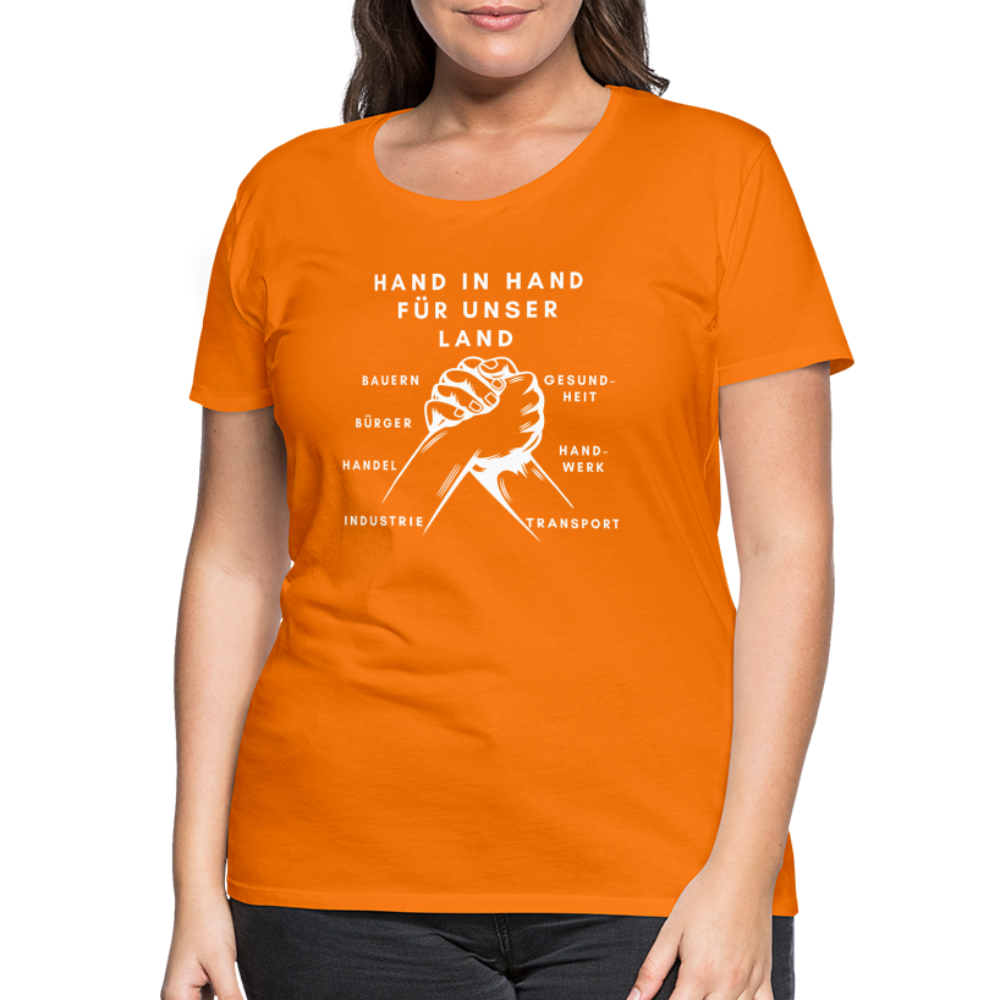 Frauen Premium T-Shirt - Hand in Hand für unser Land - Orange