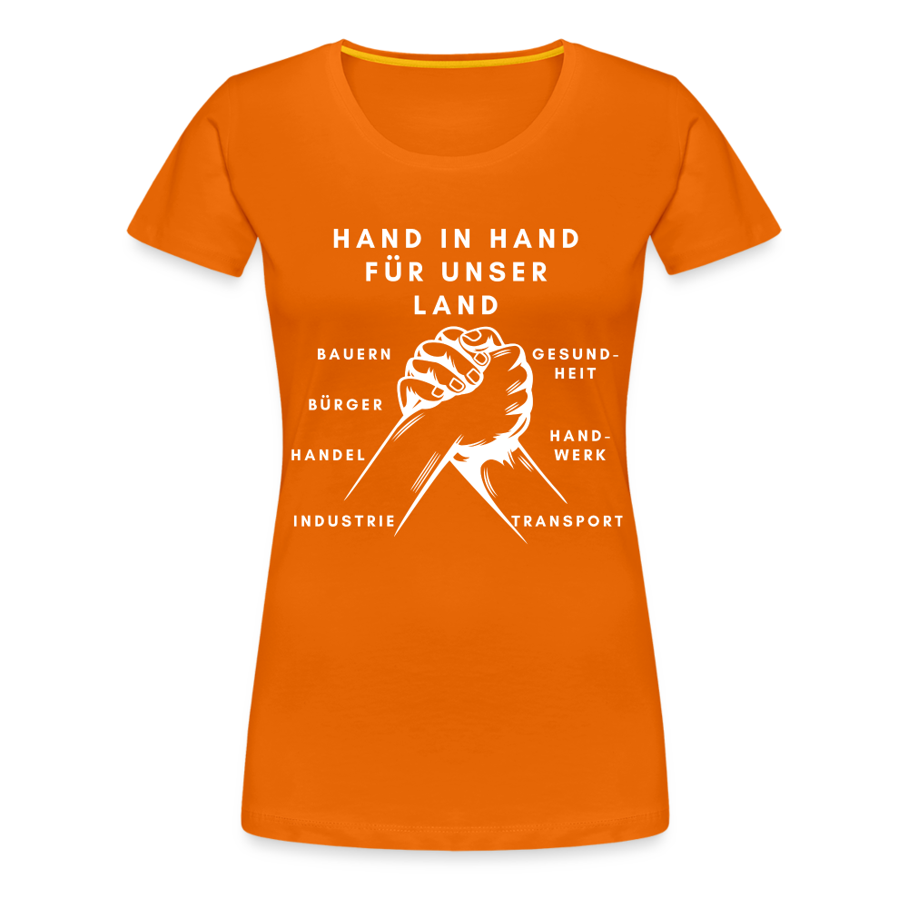 Frauen Premium T-Shirt - Hand in Hand für unser Land - Orange