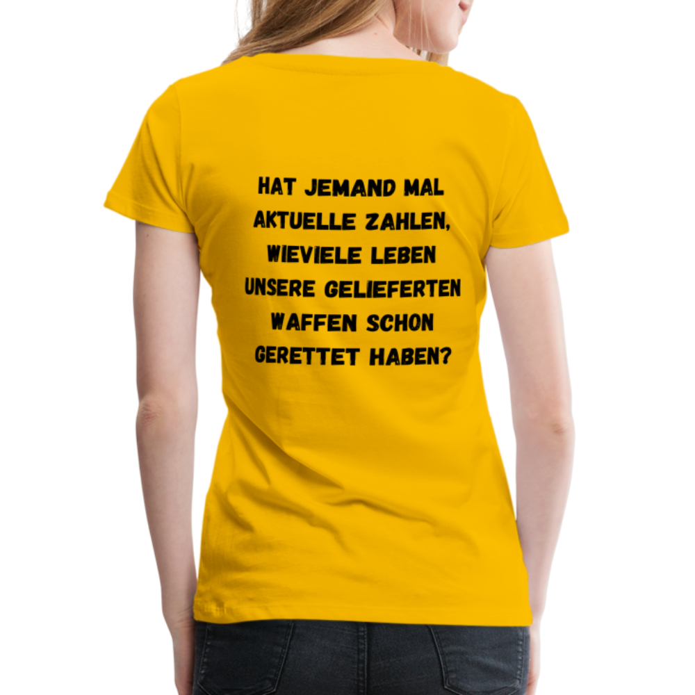 Frauen Premium T-Shirt Hat jemand mal die Zahlen? - Sonnengelb