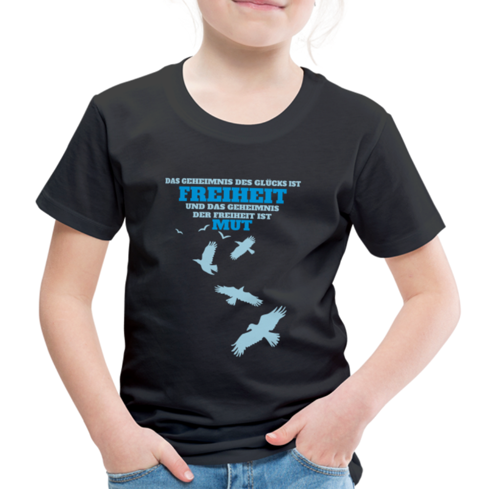 Kinder Premium T-Shirt FREIHEIT UND MUT - Schwarz