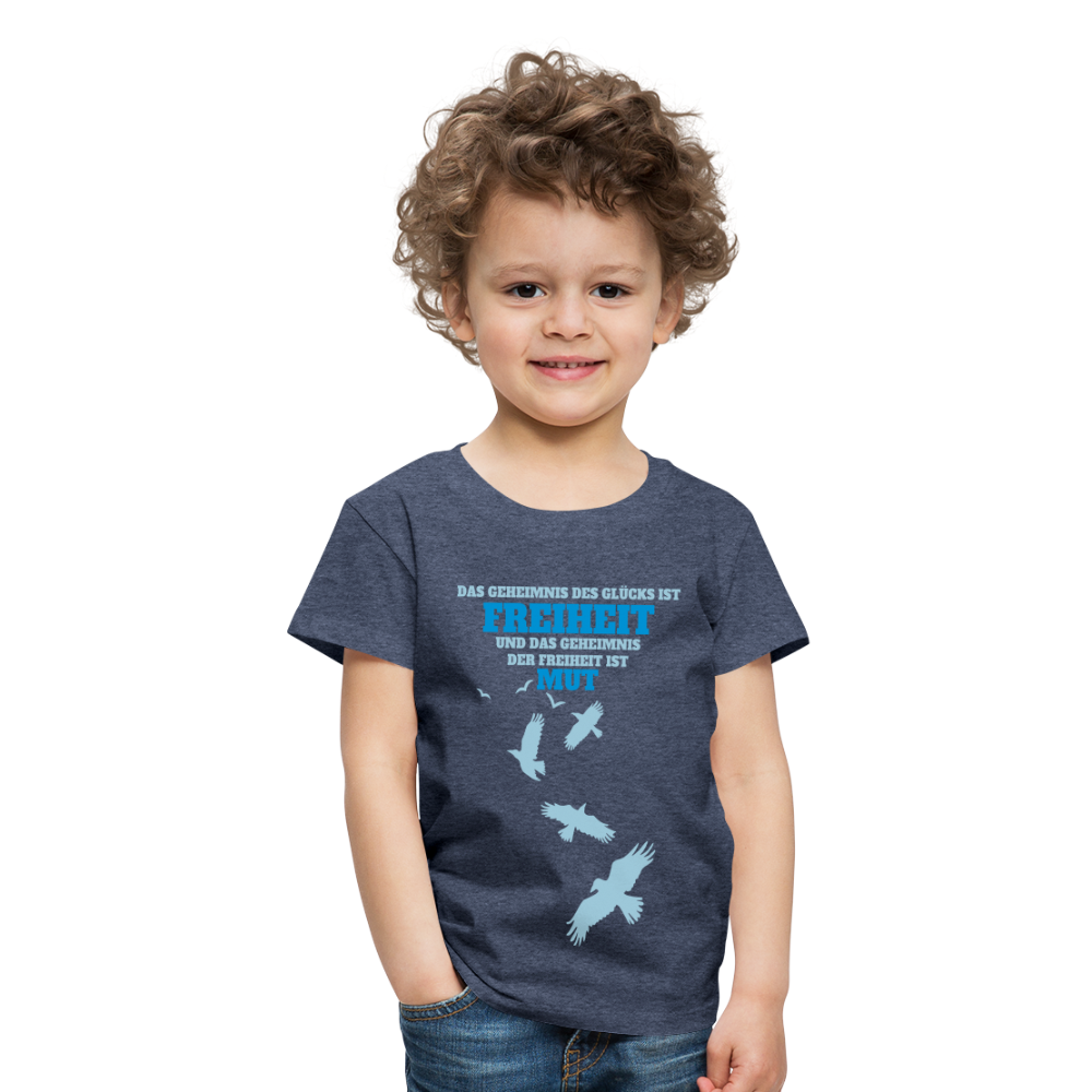 Kinder Premium T-Shirt FREIHEIT UND MUT - Blau meliert