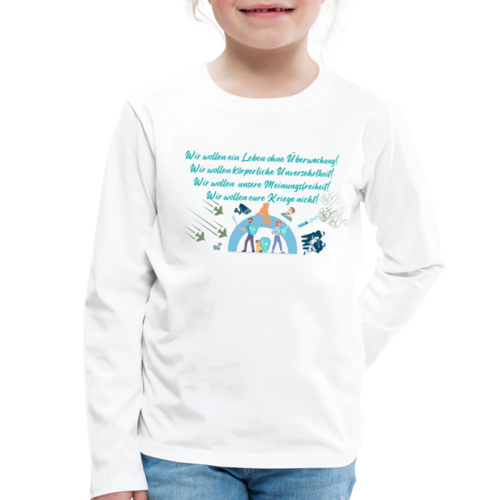 Kinder Premium Langarmshirt  Wir brauchen Schutz - weiß