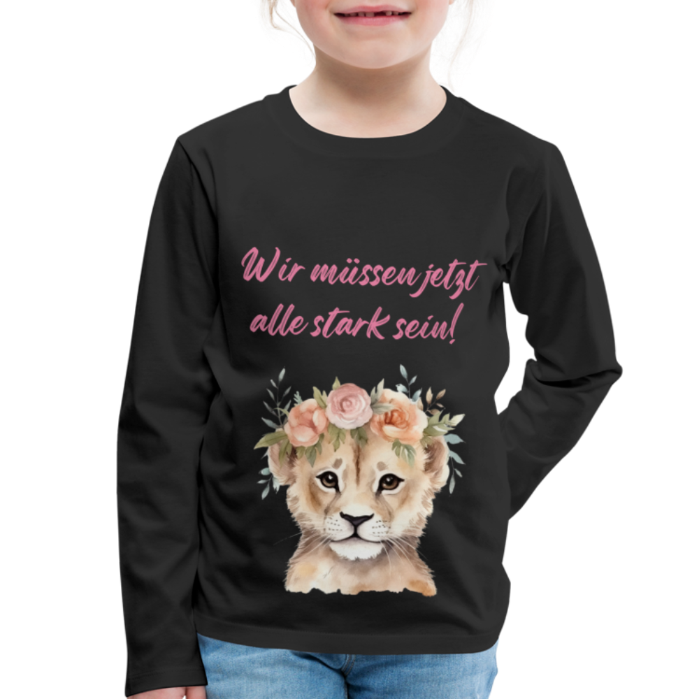 Kinder Premium Langarmshirt stark sein - Schwarz