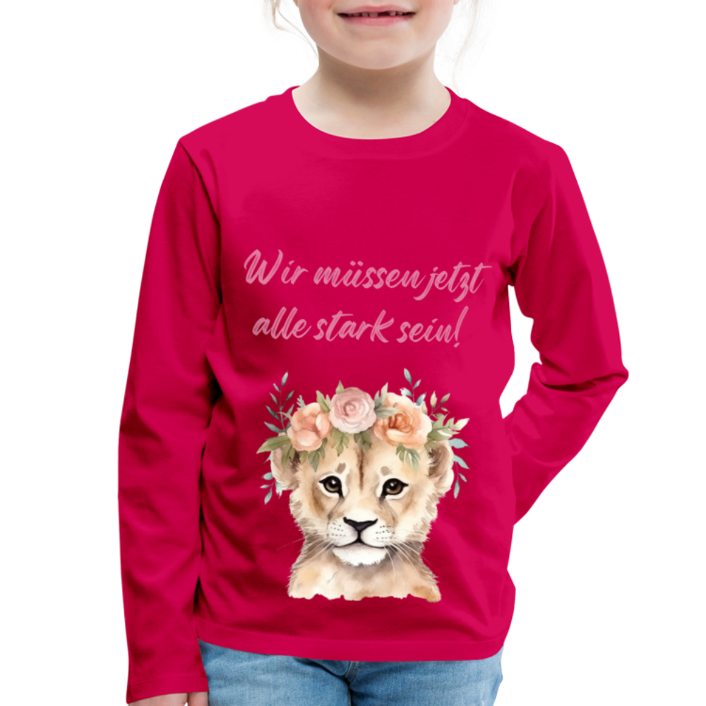 Kinder Premium Langarmshirt stark sein - dunkles Pink