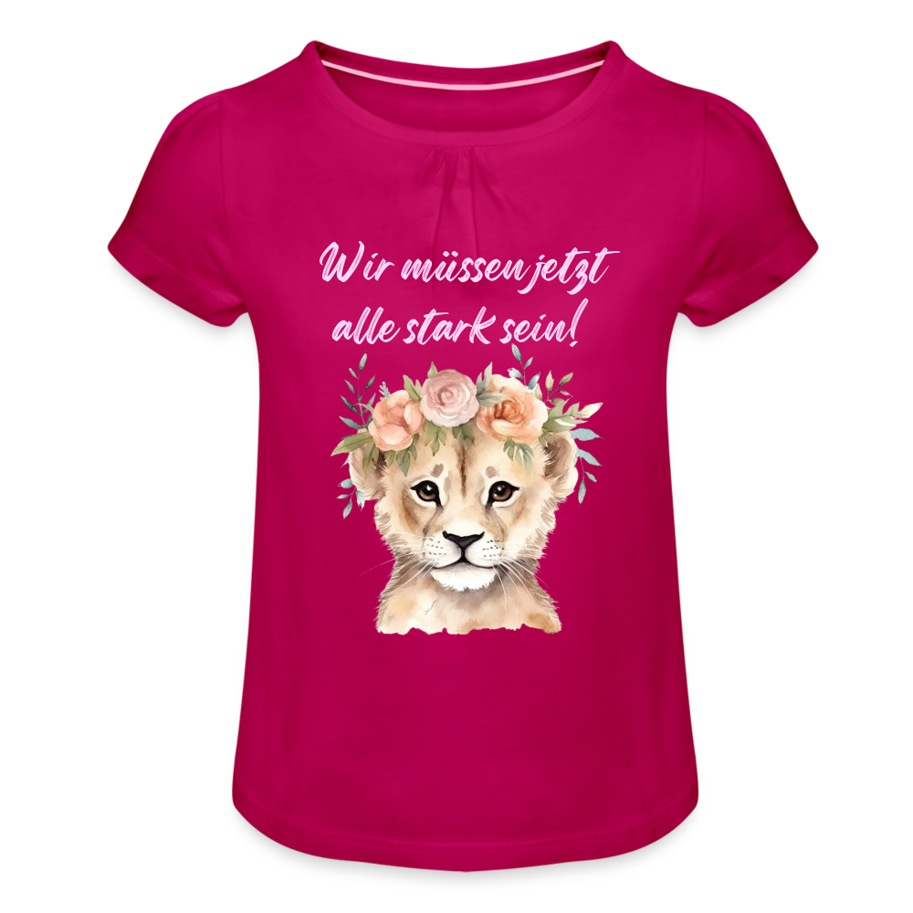 Mädchen-T-Shirt mit Raffungen stark sein - Fuchsia