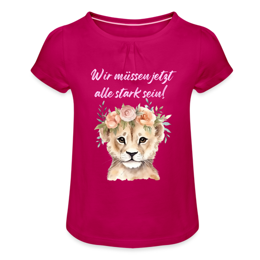 Mädchen-T-Shirt mit Raffungen stark sein - Fuchsia