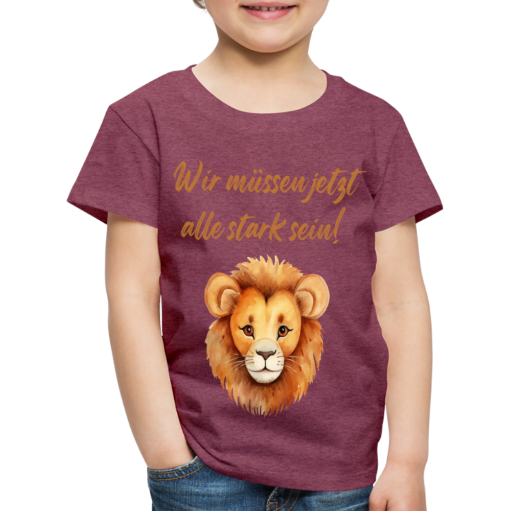 Kinder Premium T-Shirt stark sein - Bordeauxrot meliert