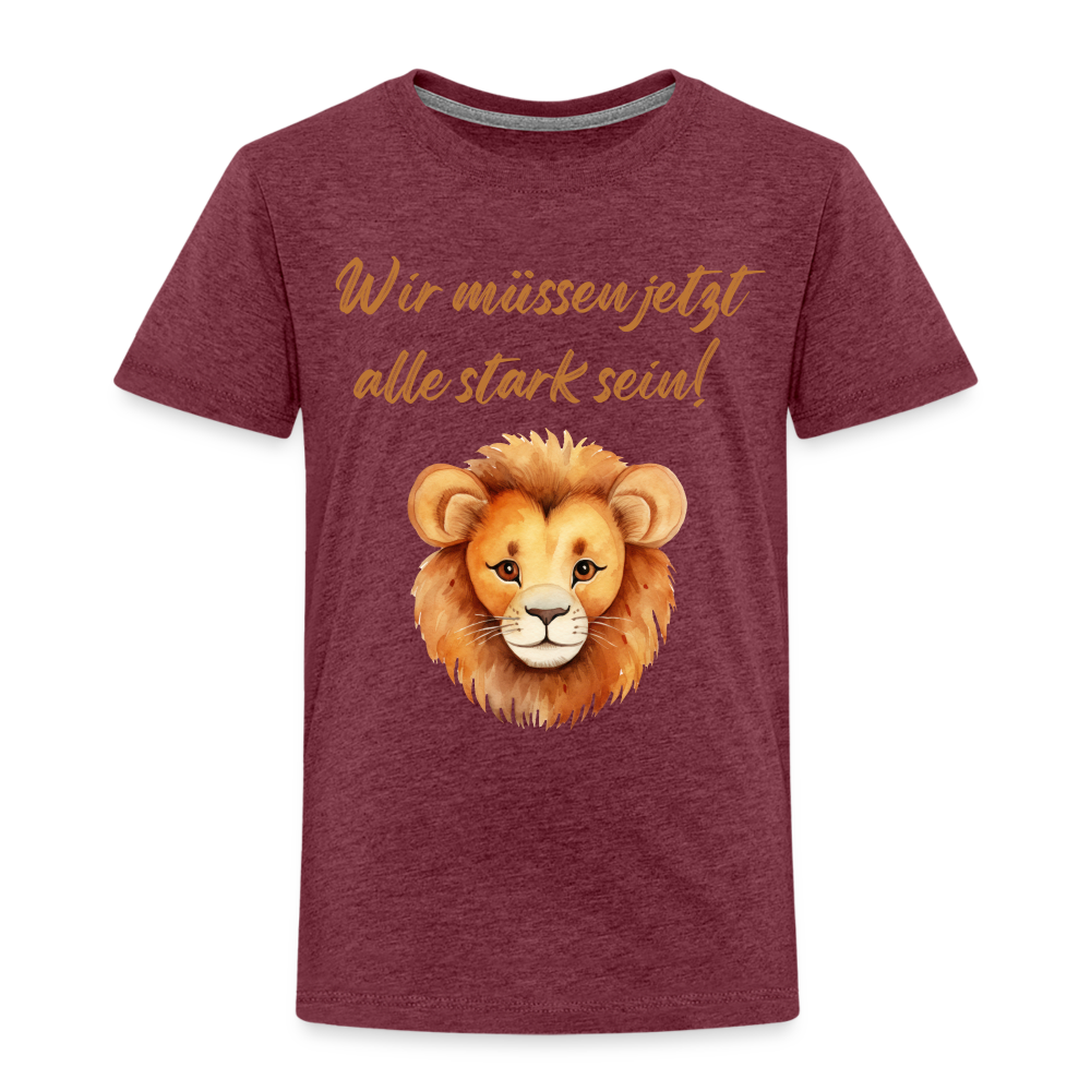 Kinder Premium T-Shirt stark sein - Bordeauxrot meliert