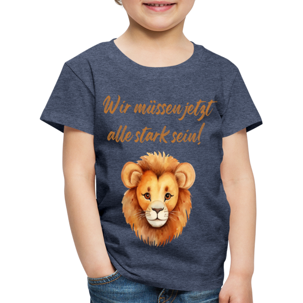 Kinder Premium T-Shirt stark sein - Blau meliert