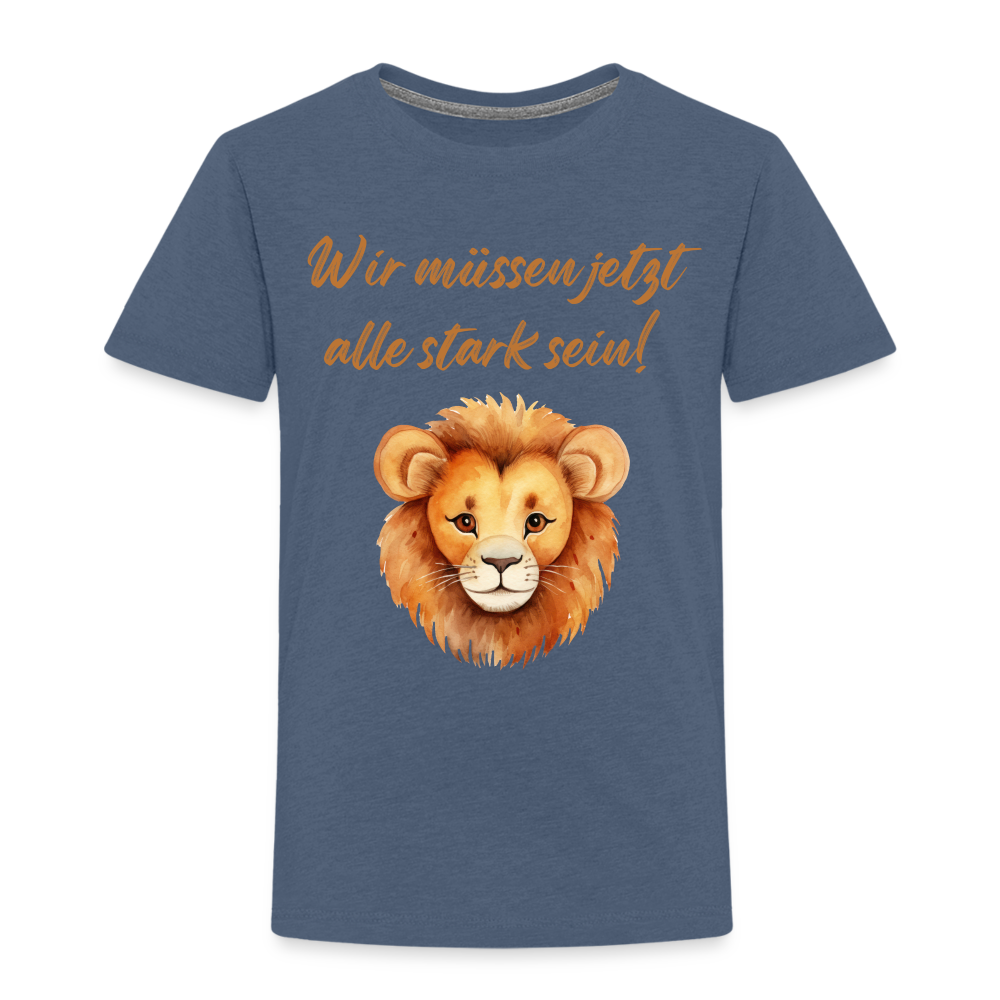 Kinder Premium T-Shirt stark sein - Blau meliert