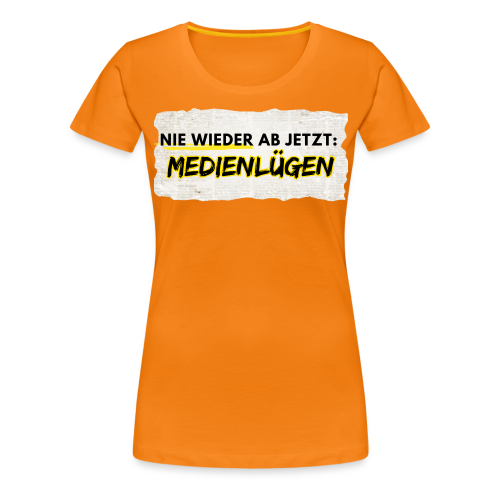 Frauen Premium T-Shirt - Nie wieder Medienlügen - Orange