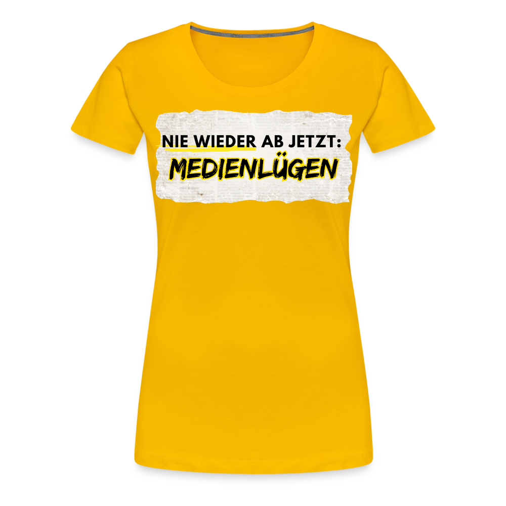 Frauen Premium T-Shirt - Nie wieder Medienlügen - Sonnengelb