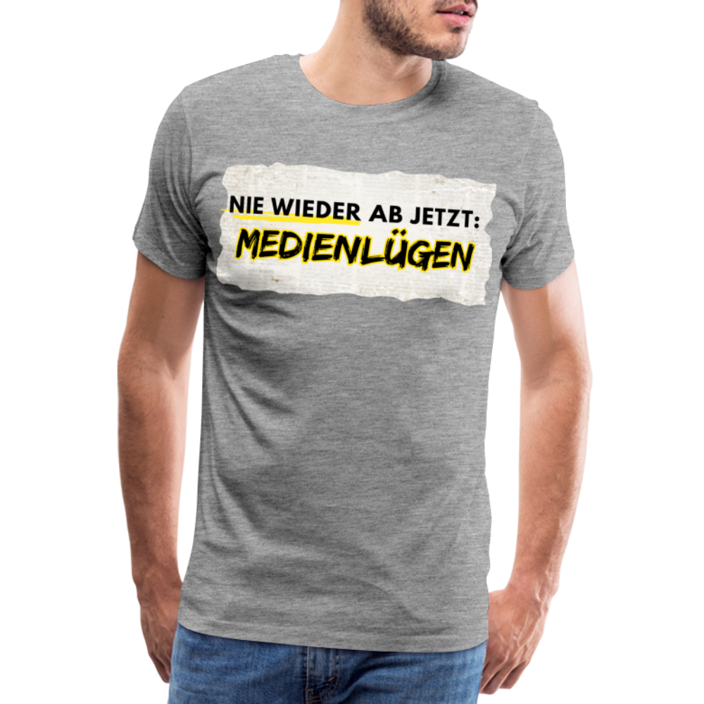 Männer Premium T-Shirt  Nie wieder Medienlügen - Grau meliert