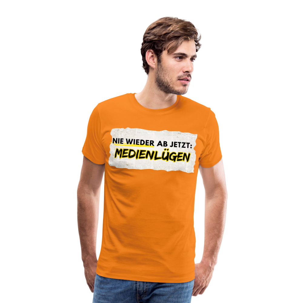 Männer Premium T-Shirt  Nie wieder Medienlügen - Orange